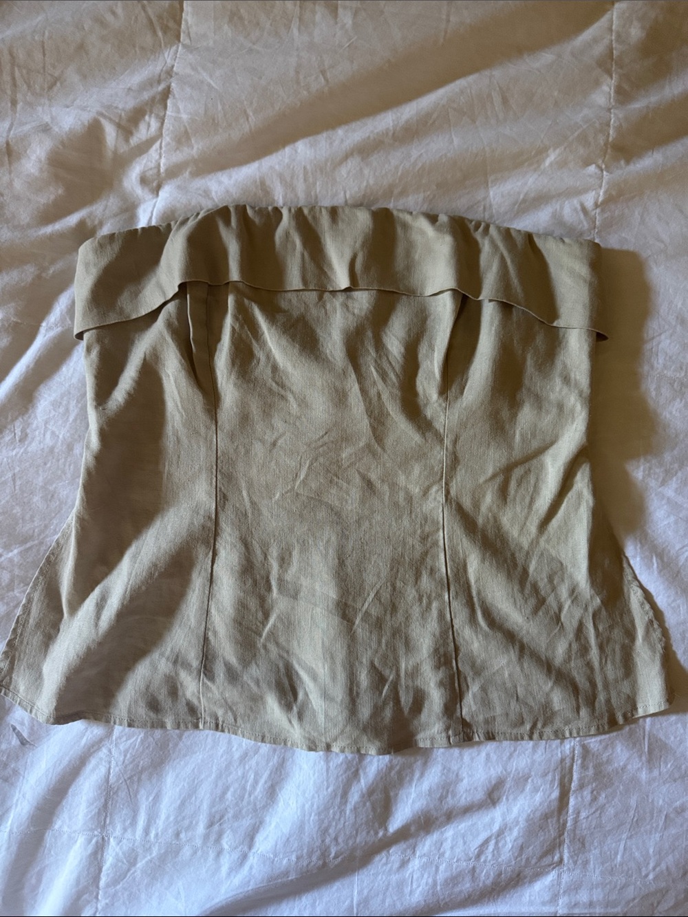 Wild Fable Strapless Tube Top Womens Size M Beige Linen Blend Smocked Back NWT